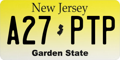 NJ license plate A27PTP