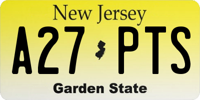 NJ license plate A27PTS