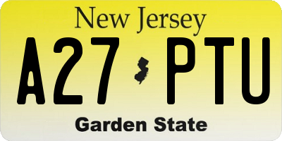 NJ license plate A27PTU