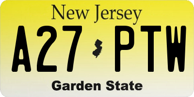 NJ license plate A27PTW