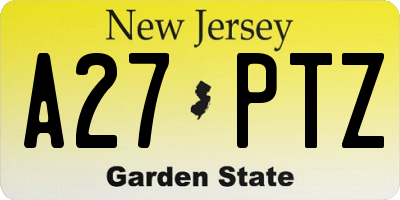 NJ license plate A27PTZ