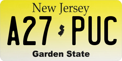 NJ license plate A27PUC