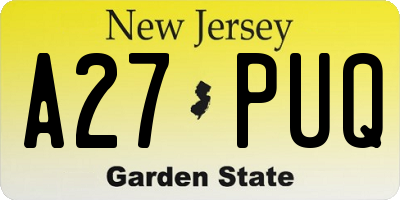 NJ license plate A27PUQ