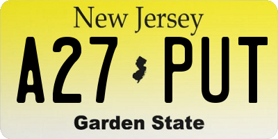 NJ license plate A27PUT