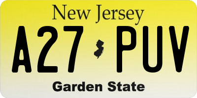 NJ license plate A27PUV