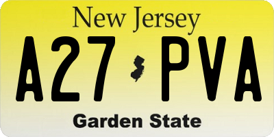NJ license plate A27PVA