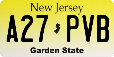 NJ license plate A27PVB