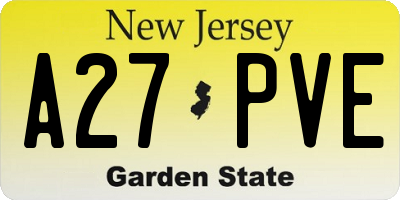 NJ license plate A27PVE