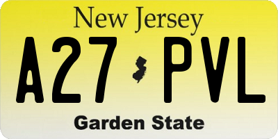 NJ license plate A27PVL