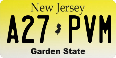 NJ license plate A27PVM