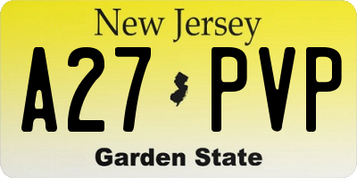 NJ license plate A27PVP