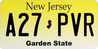 NJ license plate A27PVR