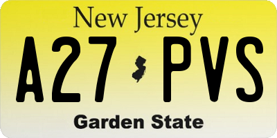 NJ license plate A27PVS