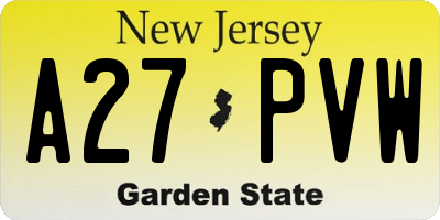 NJ license plate A27PVW