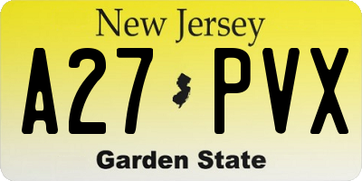 NJ license plate A27PVX