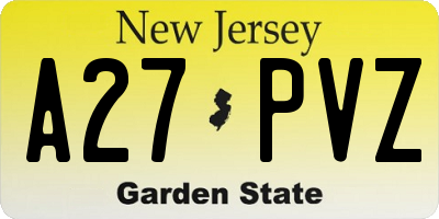 NJ license plate A27PVZ