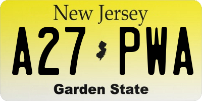 NJ license plate A27PWA