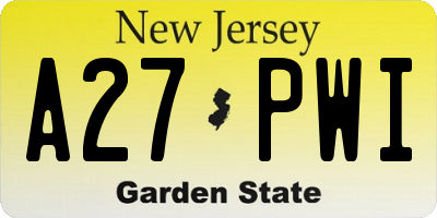 NJ license plate A27PWI