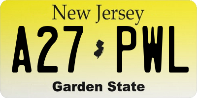 NJ license plate A27PWL