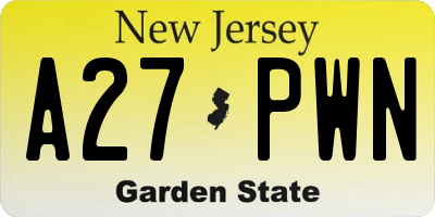 NJ license plate A27PWN