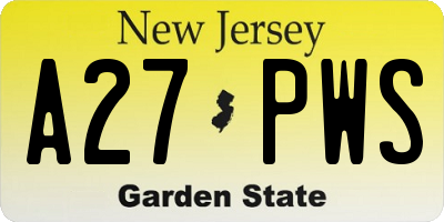 NJ license plate A27PWS