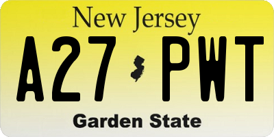 NJ license plate A27PWT