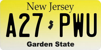 NJ license plate A27PWU