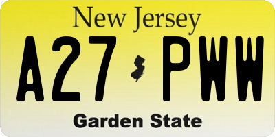 NJ license plate A27PWW