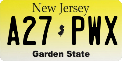 NJ license plate A27PWX