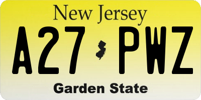 NJ license plate A27PWZ