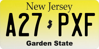 NJ license plate A27PXF