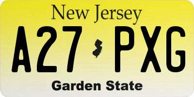 NJ license plate A27PXG