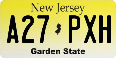 NJ license plate A27PXH