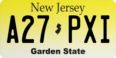 NJ license plate A27PXI