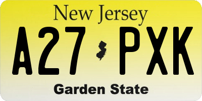 NJ license plate A27PXK