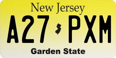 NJ license plate A27PXM