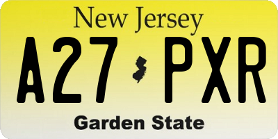 NJ license plate A27PXR