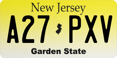 NJ license plate A27PXV