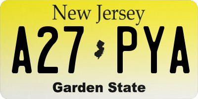 NJ license plate A27PYA