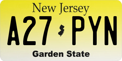 NJ license plate A27PYN