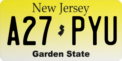 NJ license plate A27PYU
