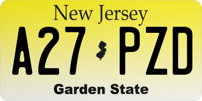 NJ license plate A27PZD