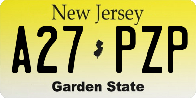 NJ license plate A27PZP