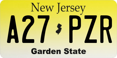 NJ license plate A27PZR