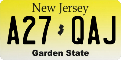 NJ license plate A27QAJ