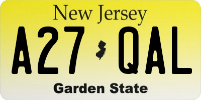 NJ license plate A27QAL