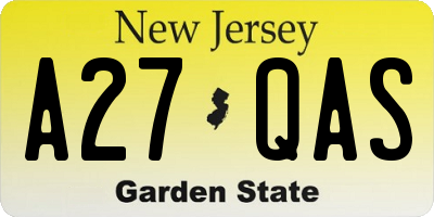 NJ license plate A27QAS