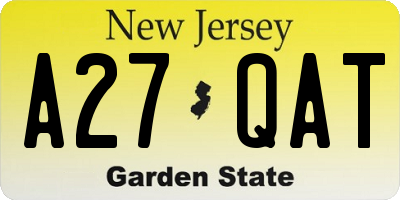 NJ license plate A27QAT