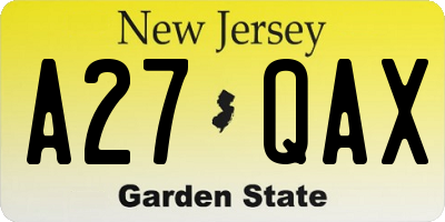 NJ license plate A27QAX