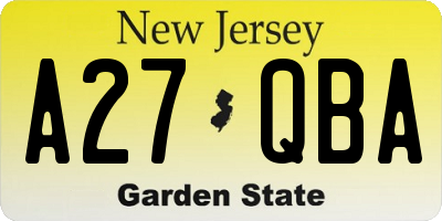 NJ license plate A27QBA